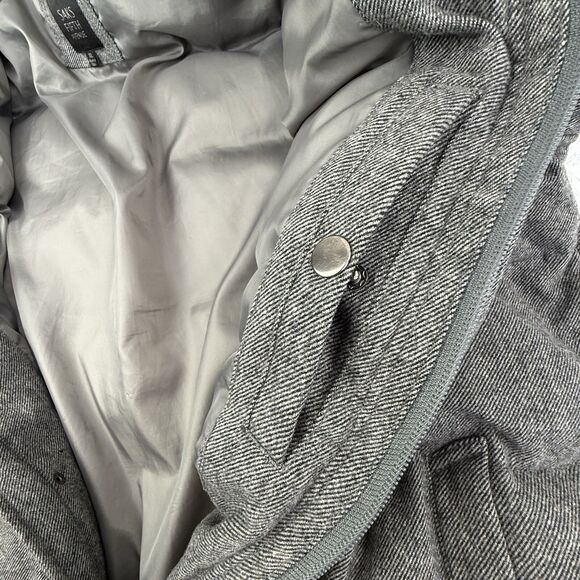 Saks Fifth Avenue Down Puffer Jacket Men XL Black Gray Tweed Zip Snap - Picture 8 of 14